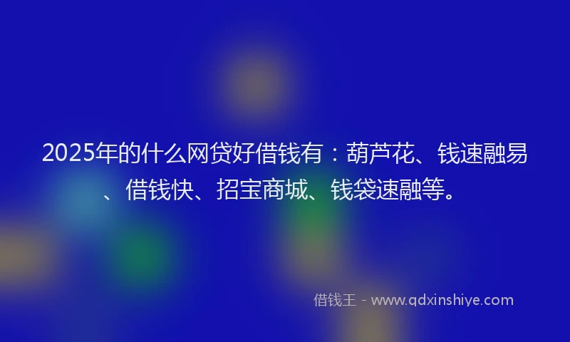 2025年的什么网贷好借钱有：葫芦花、钱速融易、借钱快、招宝商城、钱袋速融等。