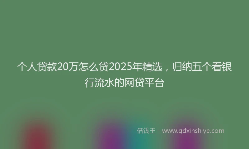 个人贷款20万怎么贷2025年精选，归纳五个看银行流水的网贷平台