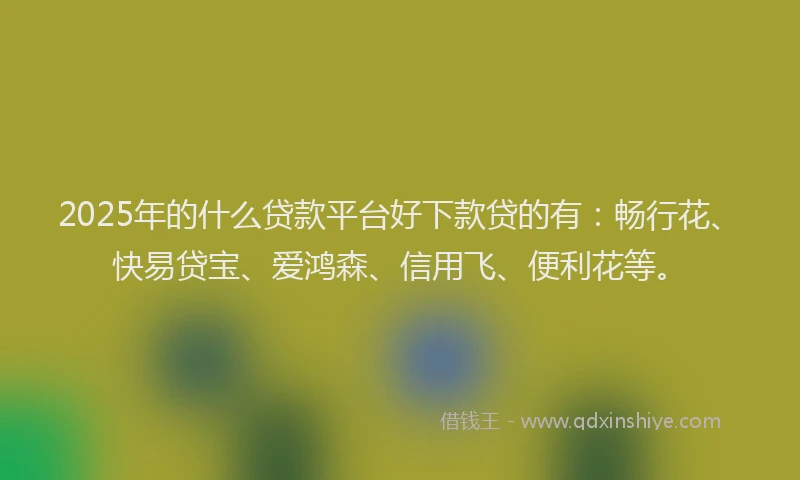 2025年的什么贷款平台好下款贷的有：畅行花、快易贷宝、爱鸿森、信用飞、便利花等。