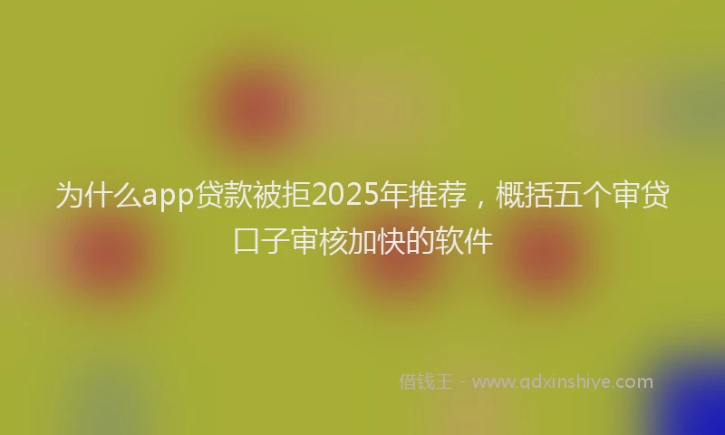 为什么app贷款被拒2025年推荐，概括五个审贷口子审核加快的软件
