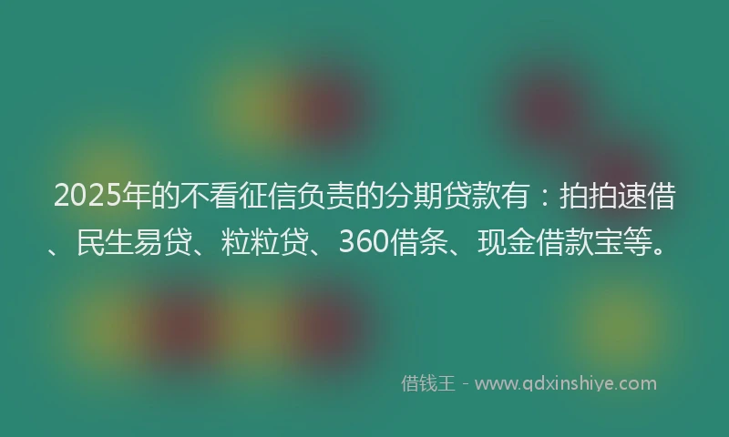 2025年的不看征信负责的分期贷款有：拍拍速借、民生易贷、粒粒贷、360借条、现金借款宝等。