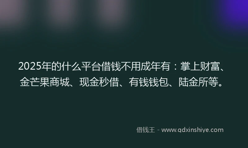 2025年的什么平台借钱不用成年有：掌上财富、金芒果商城、现金秒借、有钱钱包、陆金所等。