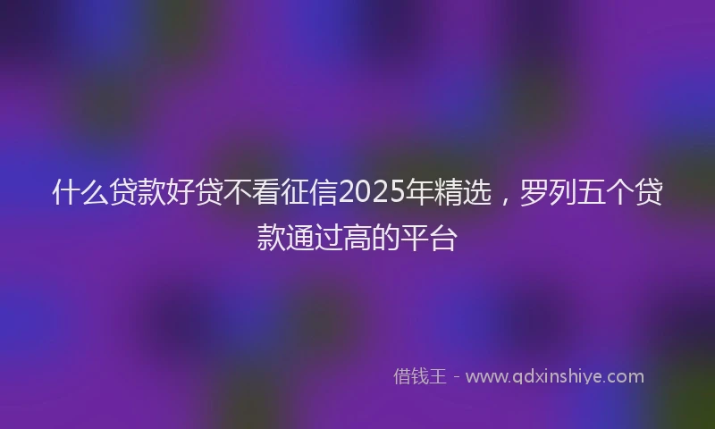 什么贷款好贷不看征信2025年精选，罗列五个贷款通过高的平台