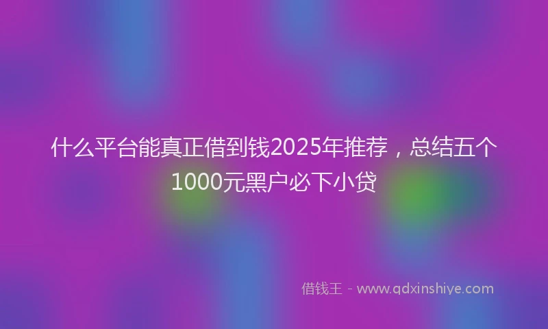 什么平台能真正借到钱2025年推荐，总结五个1000元黑户必下小贷