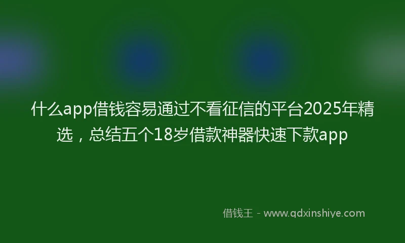 什么app借钱容易通过不看征信的平台2025年精选，总结五个18岁借款神器快速下款app
