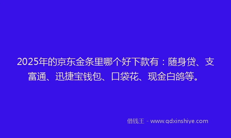 2025年的京东金条里哪个好下款有：随身贷、支富通、迅捷宝钱包、口袋花、现金白鸽等。