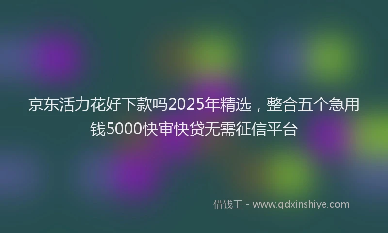 京东活力花好下款吗2025年精选，整合五个急用钱5000快审快贷无需征信平台