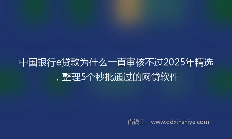 中国银行e贷款为什么一直审核不过2025年精选，整理5个秒批通过的网贷软件