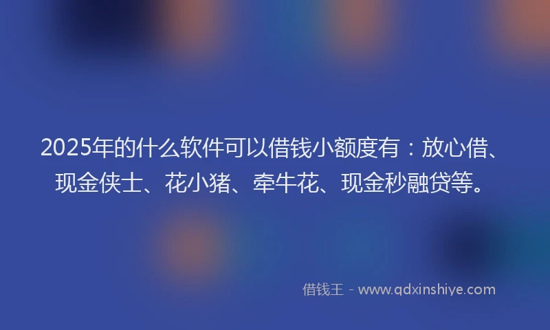 2025年的什么软件可以借钱小额度有：放心借、现金侠士、花小猪、牵牛花、现金秒融贷等。