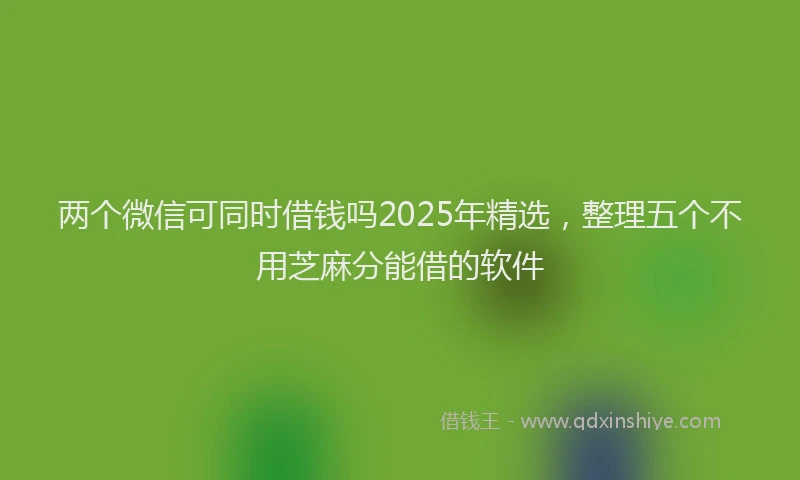 两个微信可同时借钱吗2025年精选，整理五个不用芝麻分能借的软件