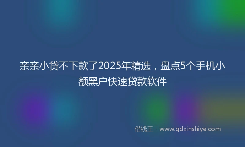 亲亲小贷不下款了2025年精选，盘点5个手机小额黑户快速贷款软件