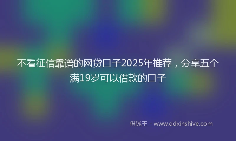 不看征信靠谱的网贷口子2025年推荐，分享五个满19岁可以借款的口子