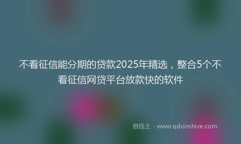 不看征信能分期的贷款2025年精选，整合5个不看征信网贷平台放款快的软件