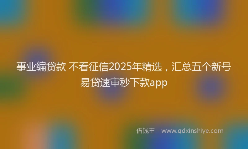 事业编贷款 不看征信2025年精选，汇总五个新号易贷速审秒下款app