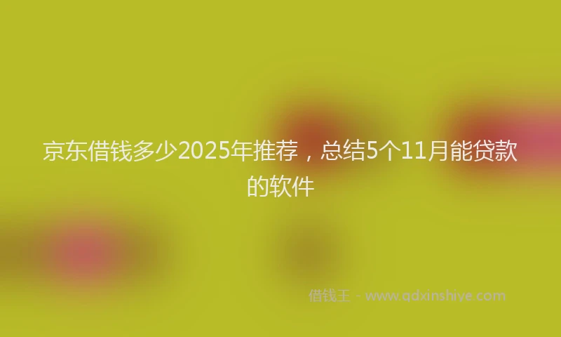 京东借钱多少2025年推荐，总结5个11月能贷款的软件