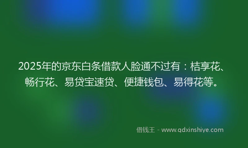 2025年的京东白条借款人脸通不过有：桔享花、畅行花、易贷宝速贷、便捷钱包、易得花等。