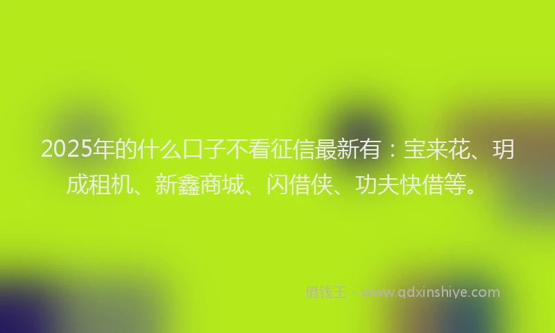 2025年的什么口子不看征信最新有：宝来花、玥成租机、新鑫商城、闪借侠、功夫快借等。