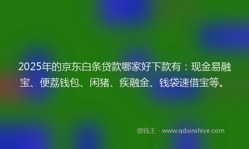 2025年的京东白条贷款哪家好下款有：现金易融宝、便荔钱包、闲猪、疾融金、钱袋速借宝等。