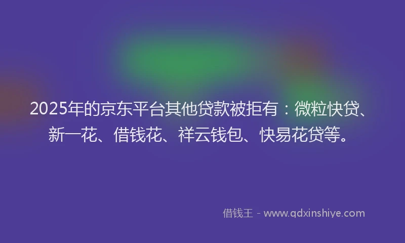 2025年的京东平台其他贷款被拒有：微粒快贷、新一花、借钱花、祥云钱包、快易花贷等。