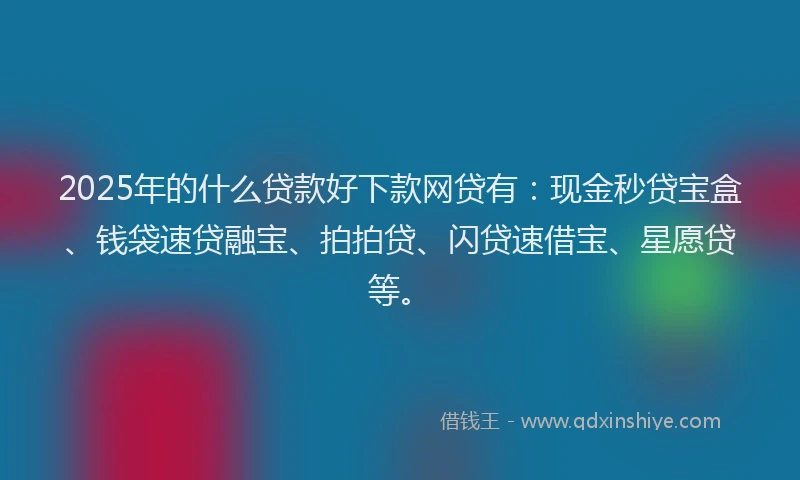 2025年的什么贷款好下款网贷有：现金秒贷宝盒、钱袋速贷融宝、拍拍贷、闪贷速借宝、星愿贷等。