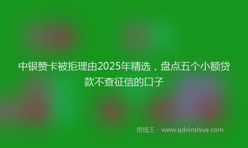 中银赞卡被拒理由2025年精选，盘点五个小额贷款不查征信的口子