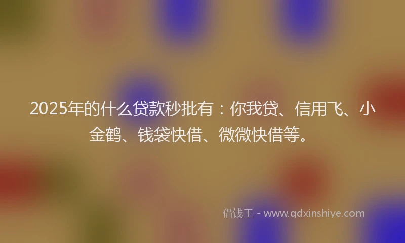 2025年的什么贷款秒批有：你我贷、信用飞、小金鹤、钱袋快借、微微快借等。