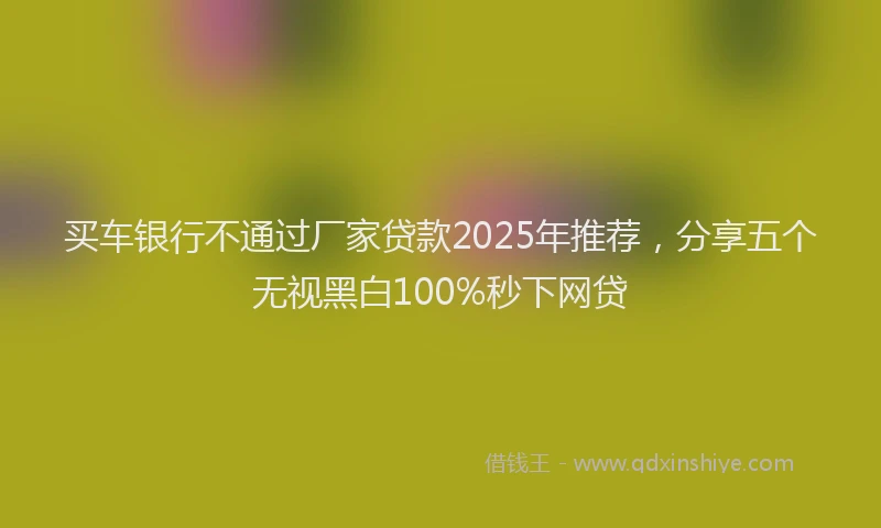 买车银行不通过厂家贷款2025年推荐，分享五个无视黑白100%秒下网贷