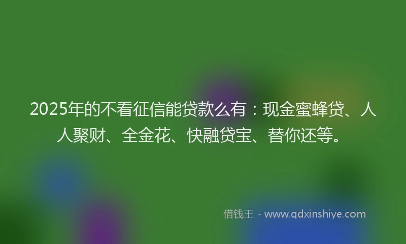 2025年的不看征信能贷款么有：现金蜜蜂贷、人人聚财、全金花、快融贷宝、替你还等。