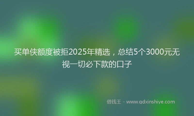 买单侠额度被拒2025年精选，总结5个3000元无视一切必下款的口子