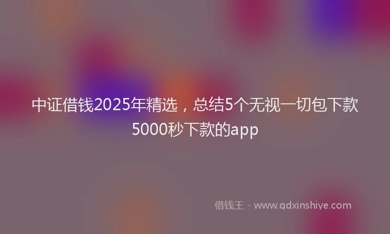 中证借钱2025年精选，总结5个无视一切包下款5000秒下款的app