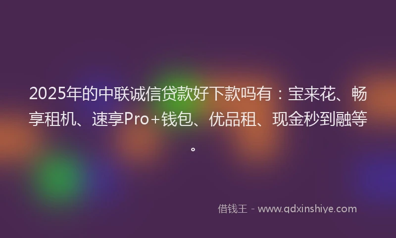 2025年的中联诚信贷款好下款吗有：宝来花、畅享租机、速享Pro+钱包、优品租、现金秒到融等。