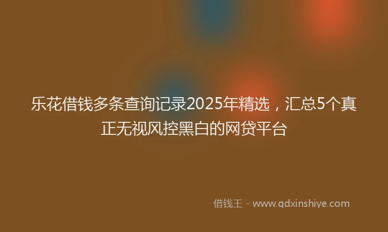 乐花借钱多条查询记录2025年精选，汇总5个真正无视风控黑白的网贷平台