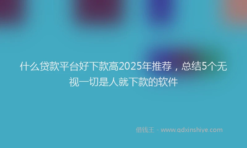 什么贷款平台好下款高2025年推荐，总结5个无视一切是人就下款的软件