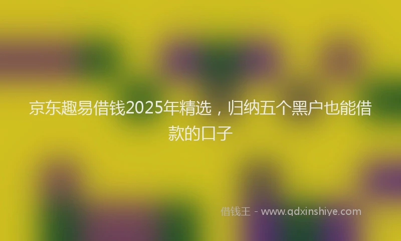 京东趣易借钱2025年精选，归纳五个黑户也能借款的口子