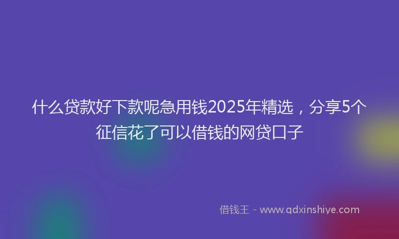什么贷款好下款呢急用钱2025年精选，分享5个征信花了可以借钱的网贷口子