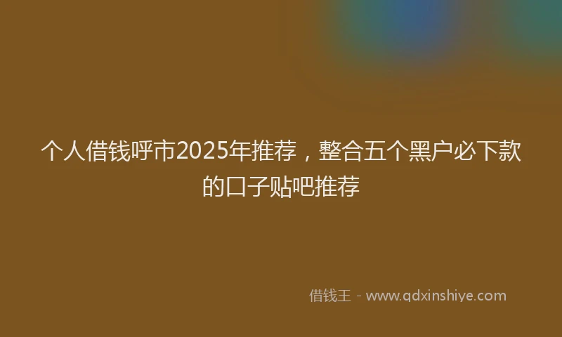 个人借钱呼市2025年推荐，整合五个黑户必下款的口子贴吧推荐