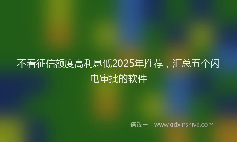 不看征信额度高利息低2025年推荐，汇总五个闪电审批的软件