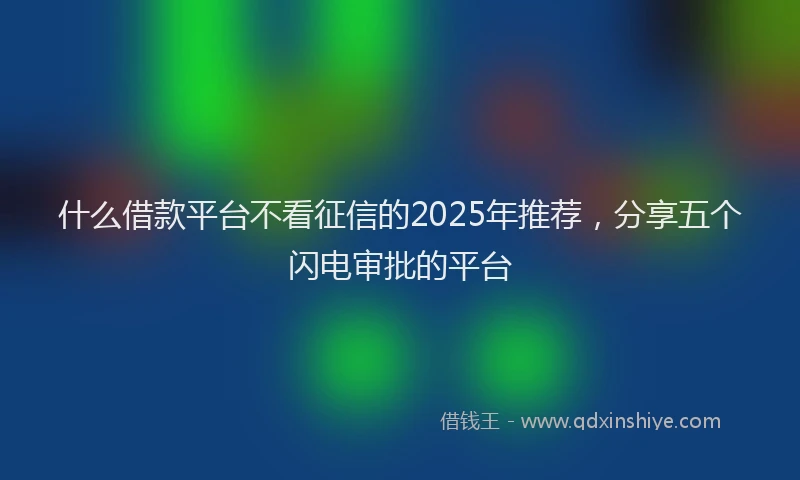 什么借款平台不看征信的2025年推荐，分享五个闪电审批的平台