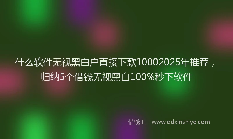 什么软件无视黑白户直接下款10002025年推荐，归纳5个借钱无视黑白100%秒下软件