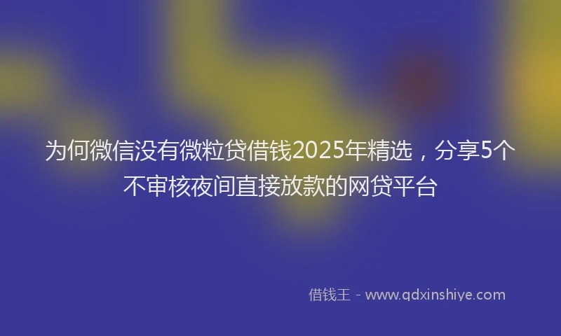 为何微信没有微粒贷借钱2025年精选，分享5个不审核夜间直接放款的网贷平台