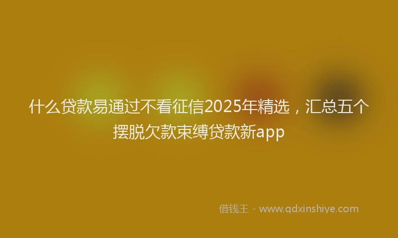 什么贷款易通过不看征信2025年精选，汇总五个摆脱欠款束缚贷款新app