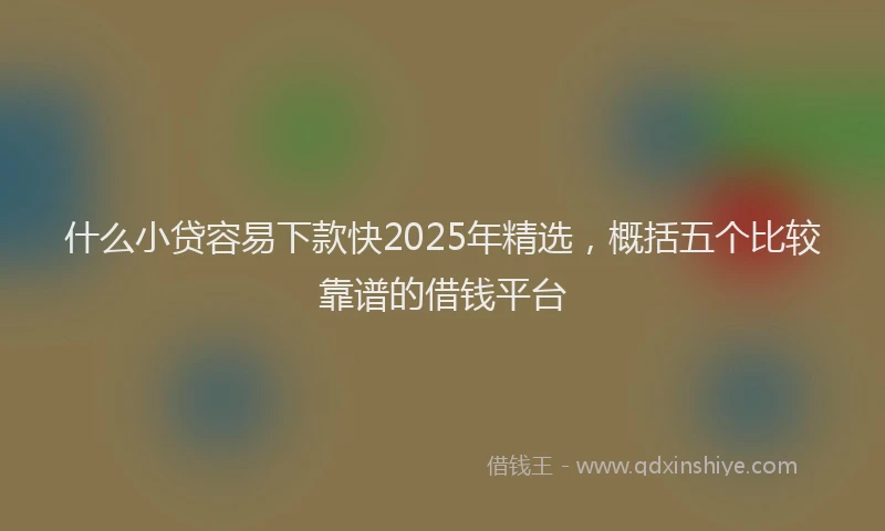 什么小贷容易下款快2025年精选，概括五个比较靠谱的借钱平台