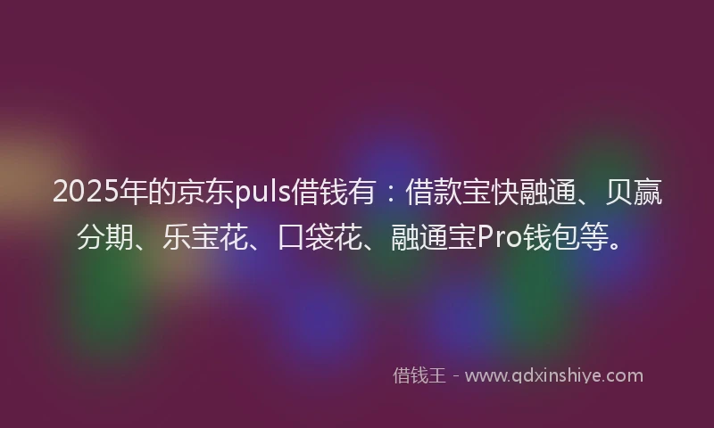 2025年的京东puls借钱有：借款宝快融通、贝赢分期、乐宝花、口袋花、融通宝Pro钱包等。