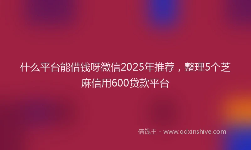什么平台能借钱呀微信2025年推荐，整理5个芝麻信用600贷款平台