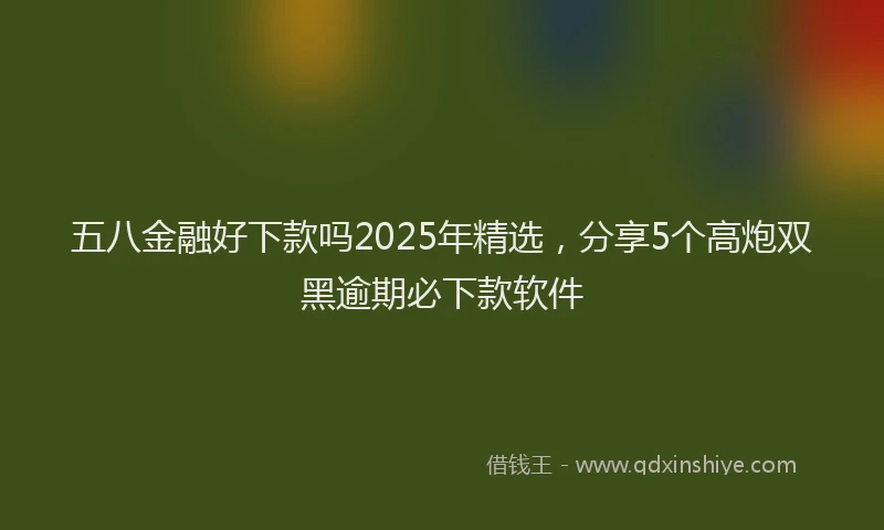 五八金融好下款吗2025年精选，分享5个高炮双黑逾期必下款软件