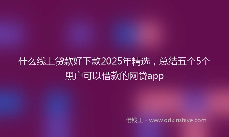 什么线上贷款好下款2025年精选，总结五个5个黑户可以借款的网贷app