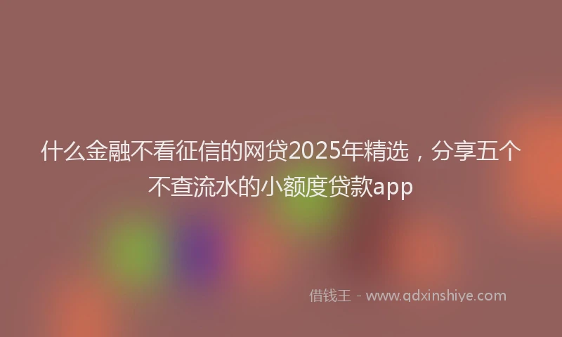 什么金融不看征信的网贷2025年精选，分享五个不查流水的小额度贷款app