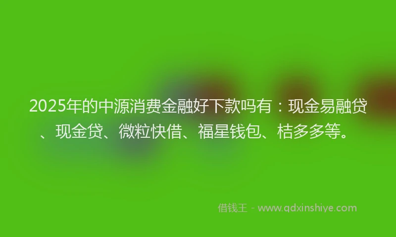 2025年的中源消费金融好下款吗有：现金易融贷、现金贷、微粒快借、福星钱包、桔多多等。