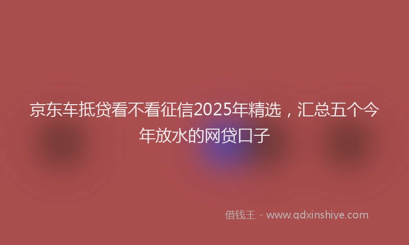 京东车抵贷看不看征信2025年精选，汇总五个今年放水的网贷口子