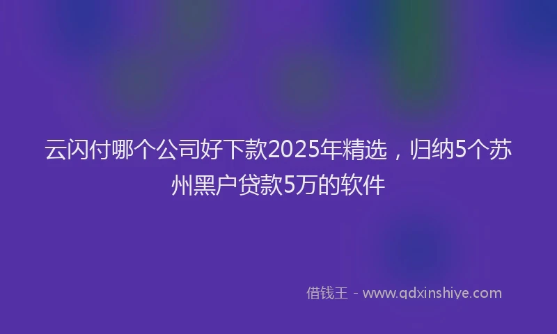 云闪付哪个公司好下款2025年精选，归纳5个苏州黑户贷款5万的软件